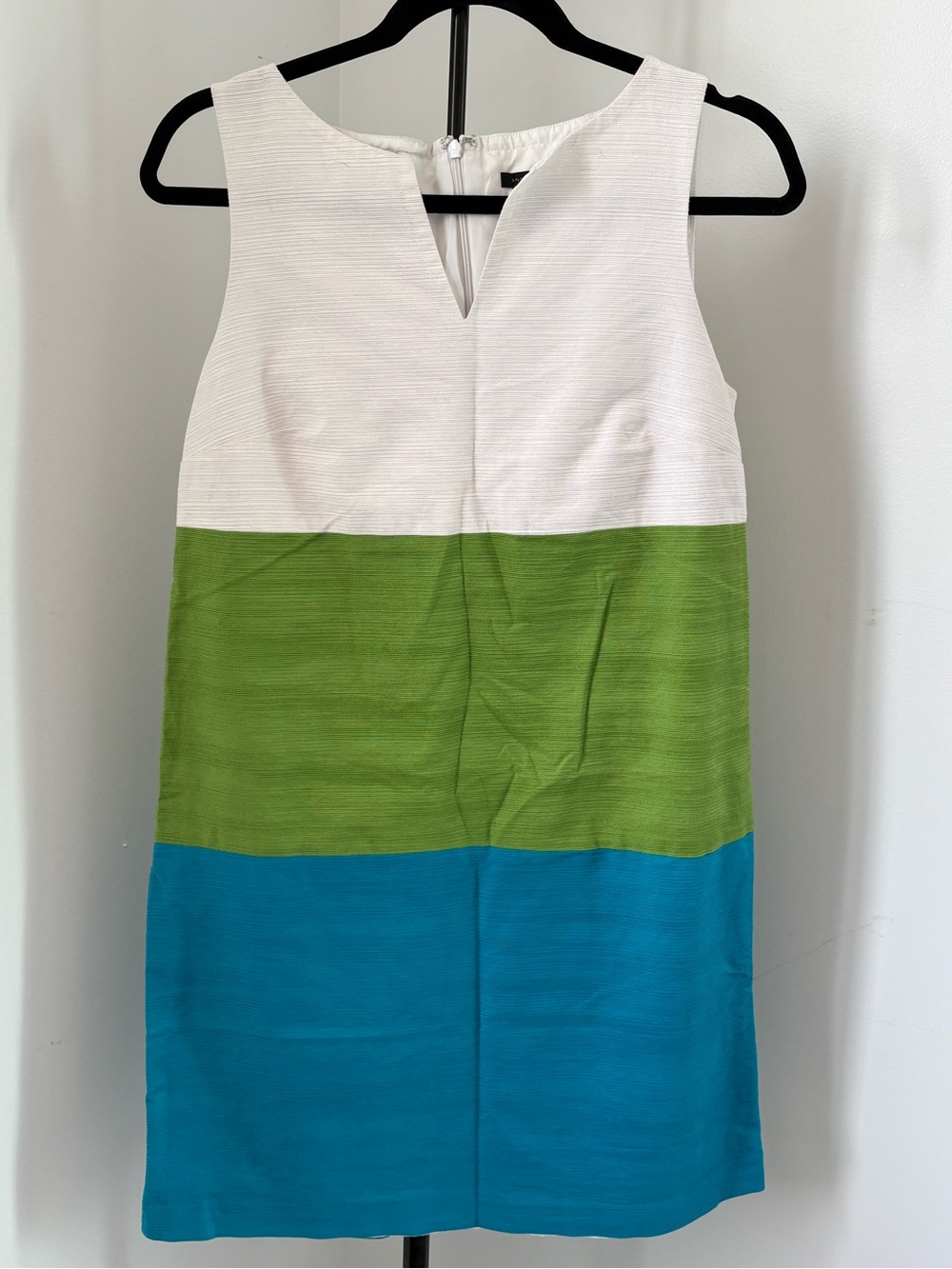 Ann Taylor White, Green & Blue Colorblock Sleeveless Shift Dress